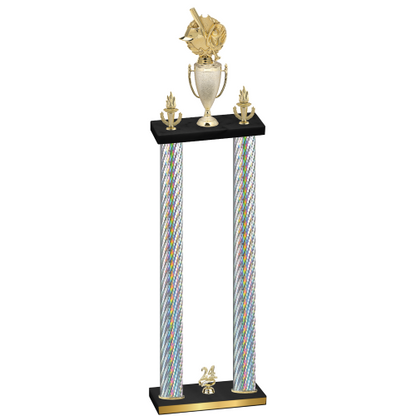 Double Silver Carbon Fiber Year Baseball Trophy