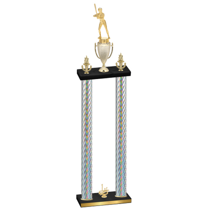 Double Silver Carbon Fiber First Place Softball Trophy