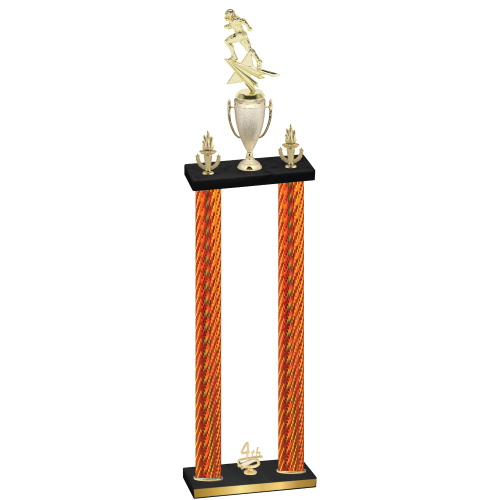Double Orange Carbon Fiber Fourth Place Football Trophy