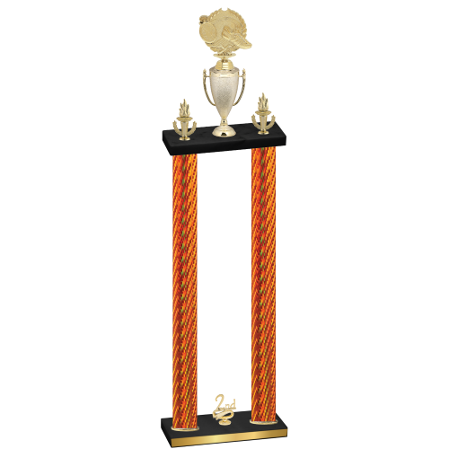 Double Orange Carbon Fiber Second Place Running Trophy