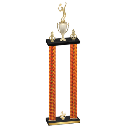 Double Orange Carbon Fiber Fourth Place Tennis Trophy