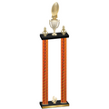 Double Orange Carbon Fiber Fourth Place Football Trophy