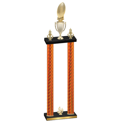 Double Orange Carbon Fiber Fourth Place Football Trophy