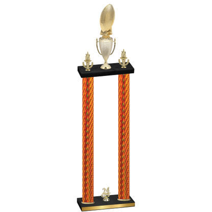 Double Orange Carbon Fiber Year Football Trophy