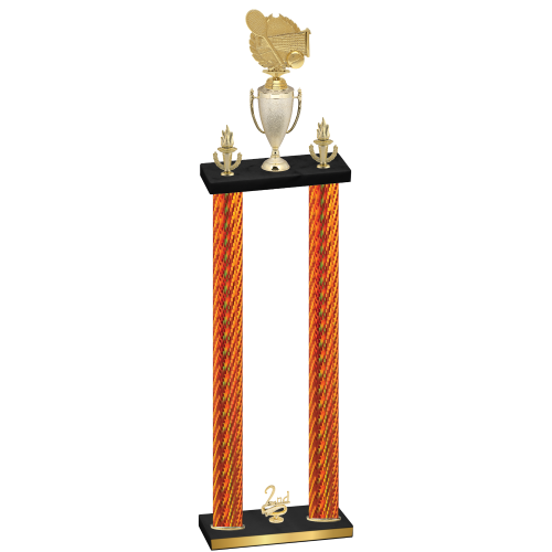 Double Orange Carbon Fiber Second Place Tennis Trophy