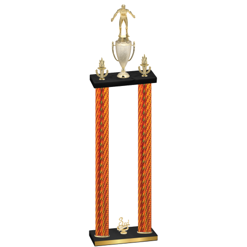Double Orange Carbon Fiber Third Place Wrestling Trophy