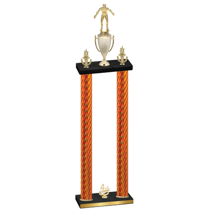 Double Orange Carbon Fiber Fourth Place Wrestling Trophy