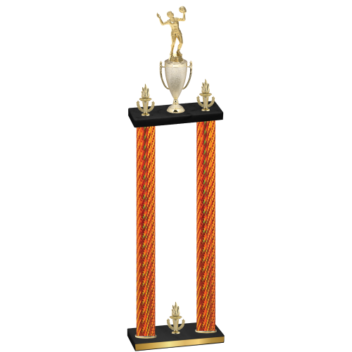 Double Orange Carbon Fiber Victory Volleyball Trophy