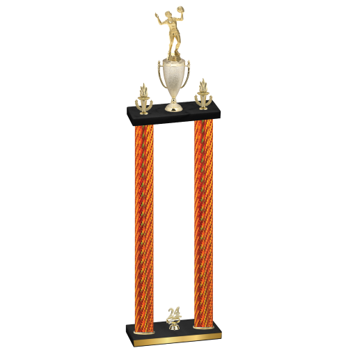 Double Orange Carbon Fiber Year Volleyball Trophy