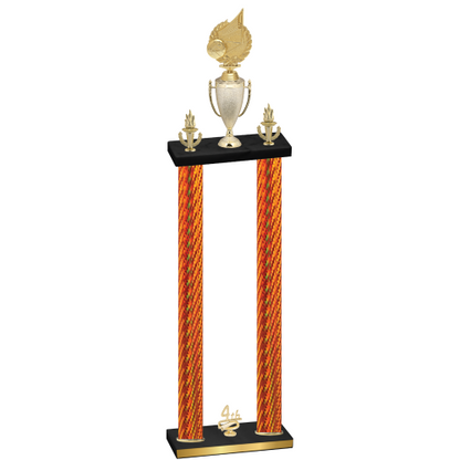 Double Orange Carbon Fiber Fourth Place Volleyball Trophy