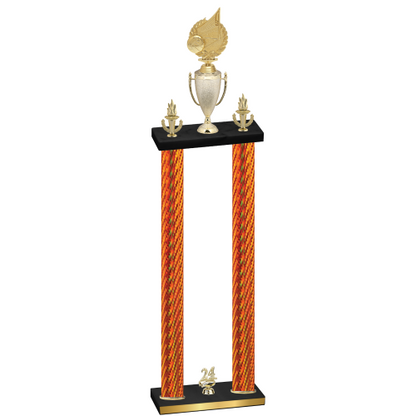 Double Orange Carbon Fiber Year Volleyball Trophy