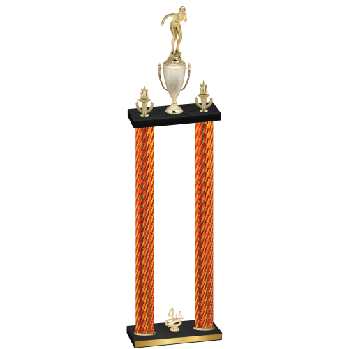 Double Orange Carbon Fiber Fourth Place Tennis Trophy