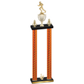 Double Orange Carbon Fiber Third Place Football Trophy