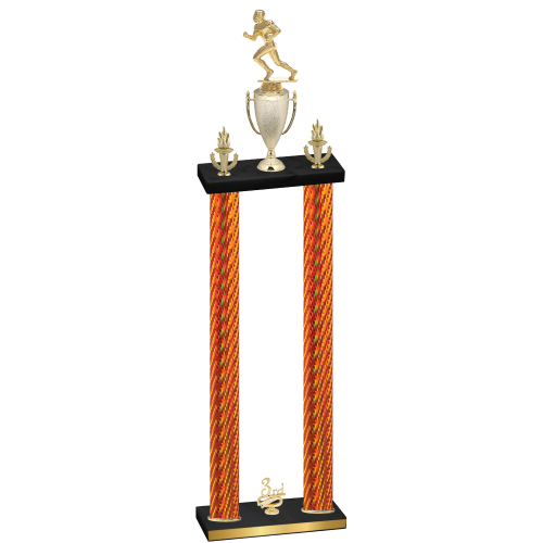 Double Orange Carbon Fiber Third Place Football Trophy