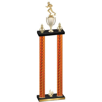 Double Orange Carbon Fiber Fourth Place Football Trophy