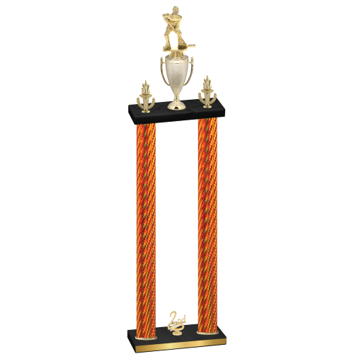 Double Orange Carbon Fiber Second Place Hockey Trophy