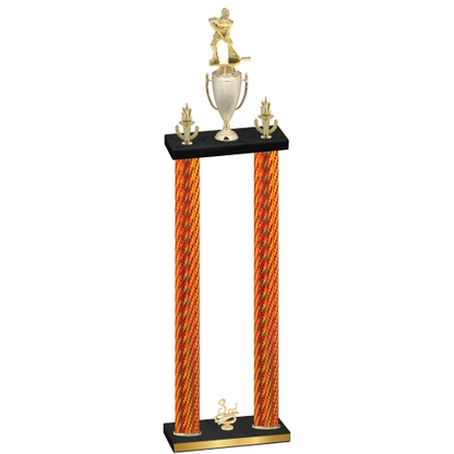 Double Orange Carbon Fiber Third Place Hockey Trophy