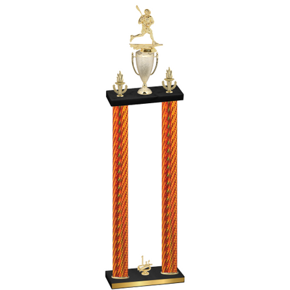 Double Orange Carbon Fiber First Place Lacrosse Trophy