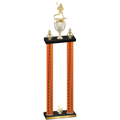 Double Orange Carbon Fiber Third Place Lacrosse Trophy