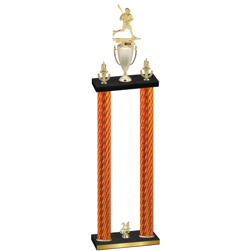 Double Orange Carbon Fiber Year Lacrosse Trophy