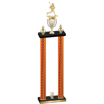 Double Orange Carbon Fiber Year Lacrosse Trophy