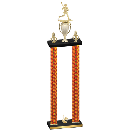 Double Orange Carbon Fiber First Place Lacrosse Trophy