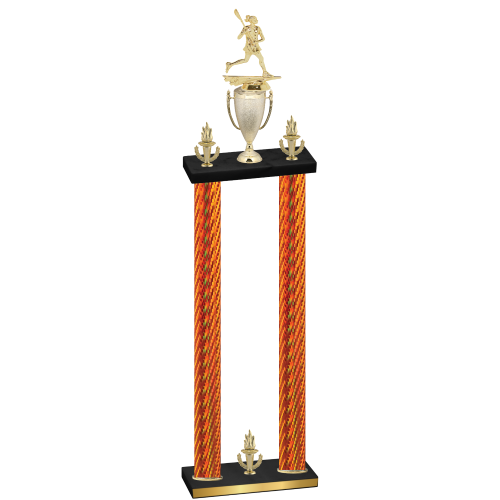 Double Orange Carbon Fiber Victory Lacrosse Trophy