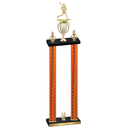 Double Orange Carbon Fiber Year Lacrosse Trophy