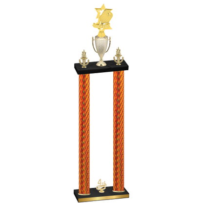 Double Orange Carbon Fiber Fourth Place Pickleball Trophy