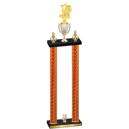 Double Orange Carbon Fiber Year Pickleball Trophy