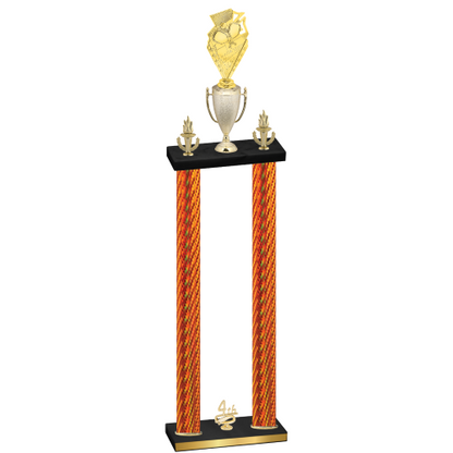 Double Orange Carbon Fiber Fourth Place Pickleball Trophy