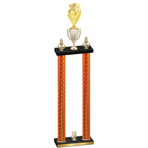 Double Orange Carbon Fiber Year Pickleball Trophy