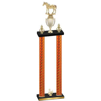 Double Orange Carbon Fiber Third Place Horses Trophy