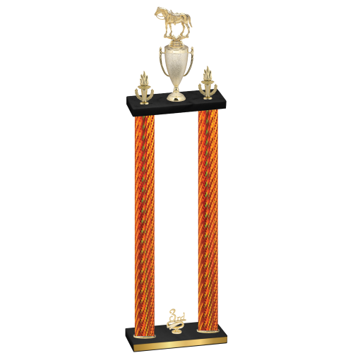 Double Orange Carbon Fiber Third Place Horses Trophy