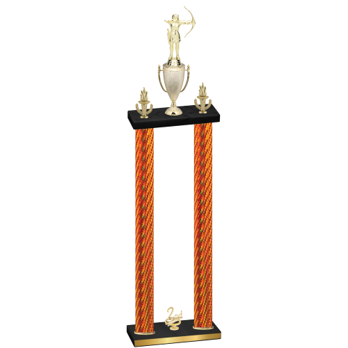Double Orange Carbon Fiber Second Place Archery Trophy