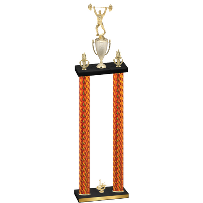 Double Orange Carbon Fiber First Place Weights Trophy