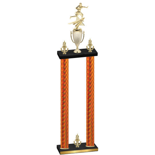 Double Orange Carbon Fiber Victory Flag Football Trophy