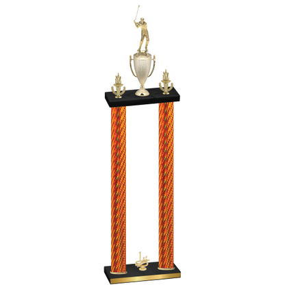 Double Orange Carbon Fiber First Place Golf Trophy