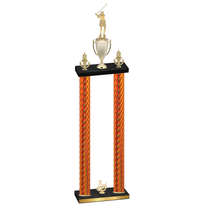 Double Orange Carbon Fiber Third Place Golf Trophy
