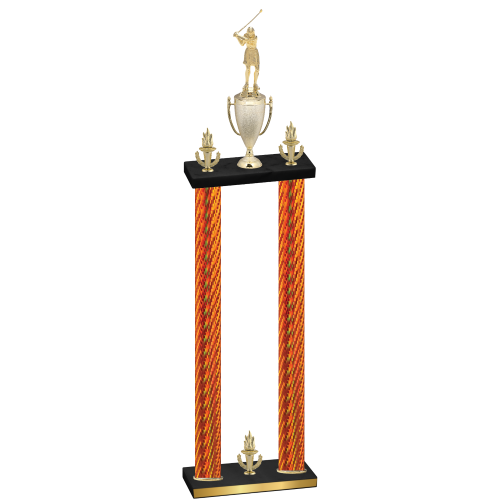 Double Orange Carbon Fiber Victory Golf Trophy