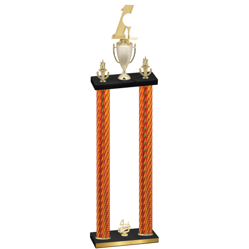 Double Orange Carbon Fiber Fourth Place Golf Trophy