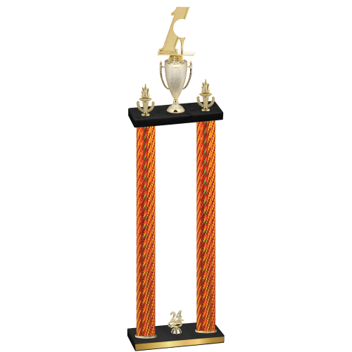 Double Orange Carbon Fiber Year Golf Trophy