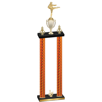 Double Orange Carbon Fiber Third Place Karate Trophy