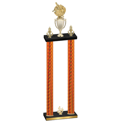 Double Orange Carbon Fiber Fourth Place Baseball Trophy