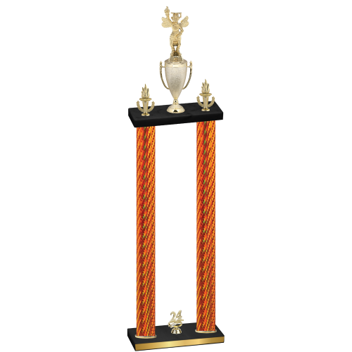 Double Orange Carbon Fiber Year Academics Trophy