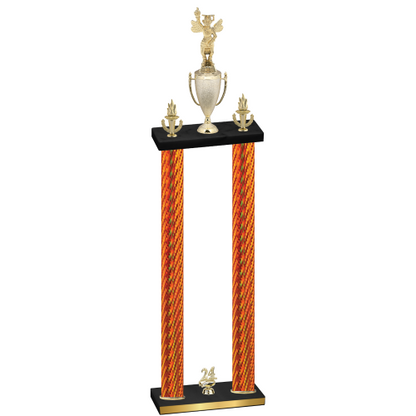 Double Orange Carbon Fiber Year Academics Trophy