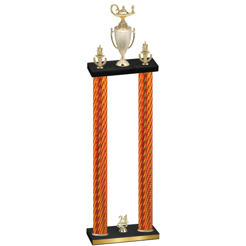 Double Orange Carbon Fiber Year Academics Trophy