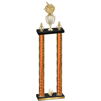 Double Orange Glacier Fourth Place Baseball Trophy