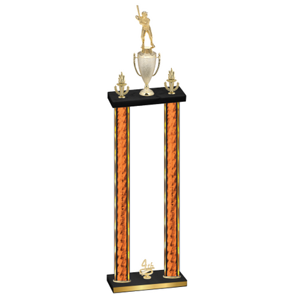 Double Orange Glacier Fourth Place Baseball Trophy