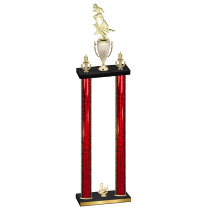 Double Red Glacier Third Place Football Trophy